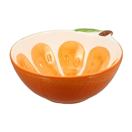 

1Pc Household Ceramic Salad Bowl Orange Pattern Dessert Fruit Container