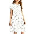 thumbnail image 7 of MKOSPLRT Sunderss for Girl 4-14 Years Short Sleeve Swing A Line Dress Crew Neck Funny Love Print Twirly Skater Dress Summer Beach Dresses, 7 of 7