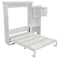 thumbnail image 6 of Euroco Wood Queen Size Murphy Bed with Storage Cabinets and Shelves, Wall Bed with Desk, White, 6 of 21
