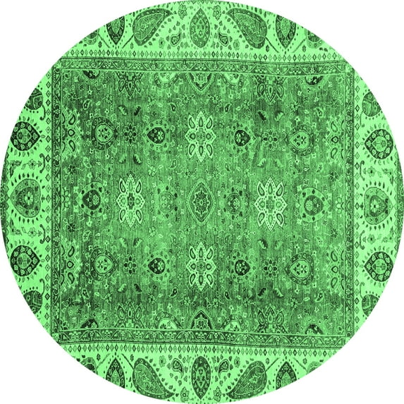 Ahgly Company Indoor Round Oriental Emerald Green Traditional Area Rugs, 6' Round