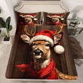 thumbnail image 2 of jejeloiu Happy Christmas Full Size Sheets,Kawaii Xmas Reindeer Bed Sheets,Old Barn Door Sheet Sets For Girls,Luxury Bedroom Decor,4pcs, 2 of 7