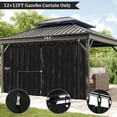 thumbnail image 3 of Pakunoda 4 Panel 12' X 6.5' Outdoor Curtains for 12' X 12' Gazebo, Waterproof Outdoor Privacy Curtain Panel set of 4, Black(Curtain Only), 3 of 8