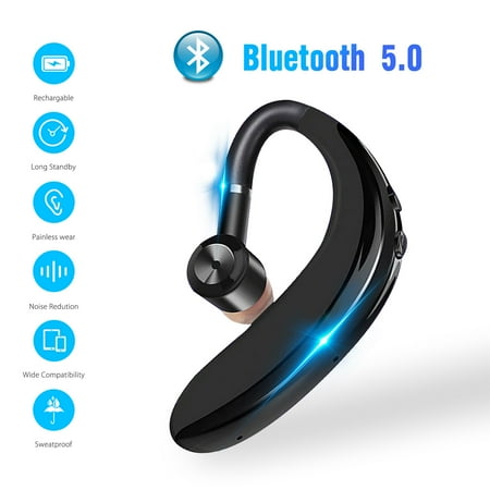 Bluetooth Headset, EEEKit Wireless Bluetooth 5.0 Noise Cancellation Hands Free Earpiece Built-in Mic for Driving Business Office, Compatible with iPhone and (Best Android App For Bluetooth Headset)