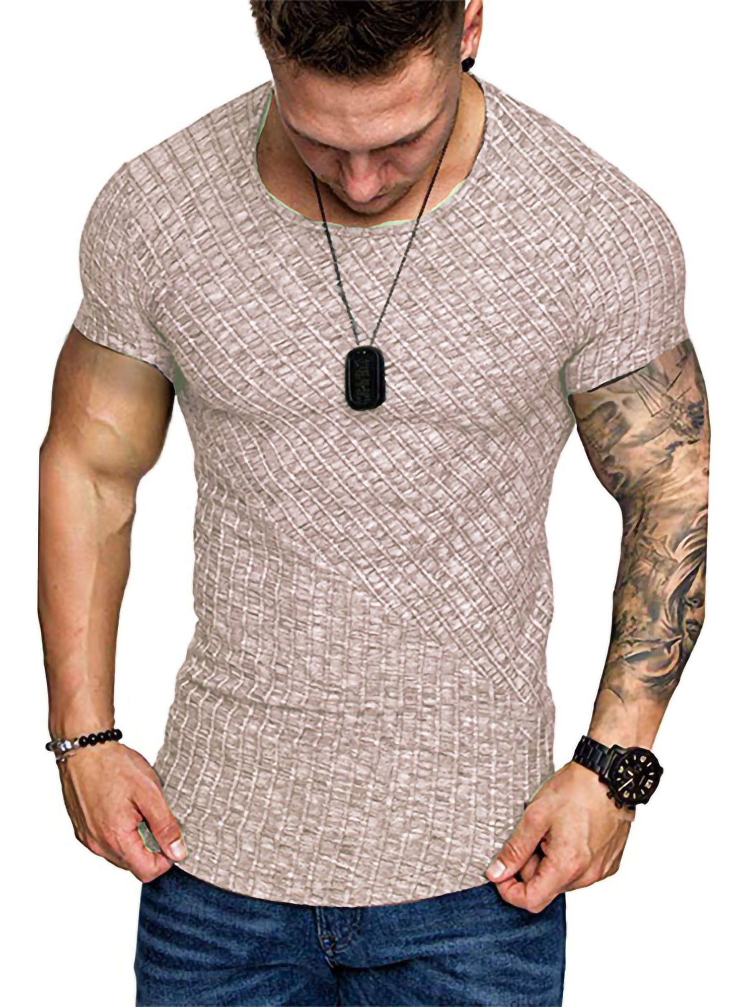 Mens Compression Baselayer Athletic Workout T Shirts Short Sleeve Slim Fit Tee 