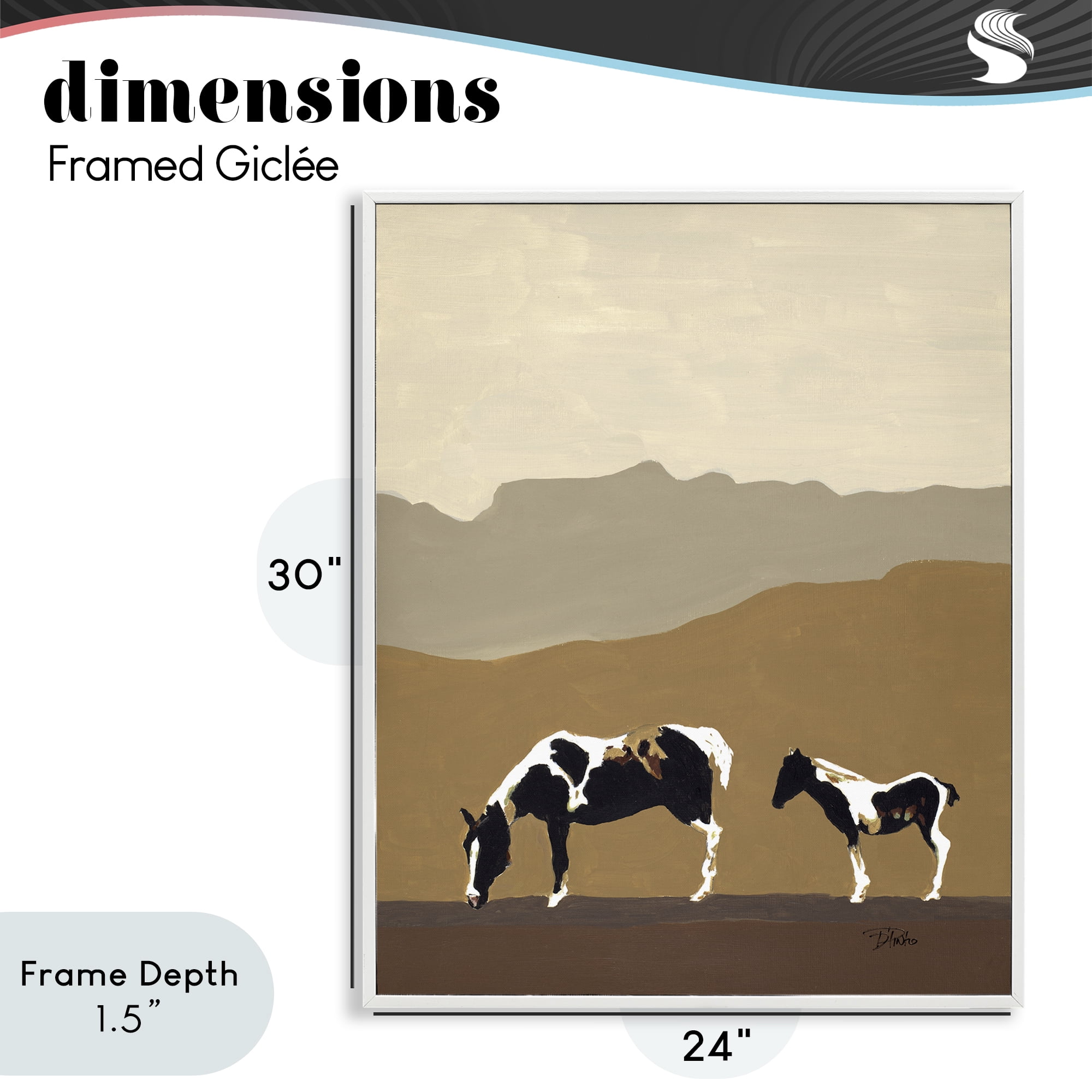 Stupell Industries Modern Mountains Horses White Framed Giclee Art, design by Patricia Pinto
