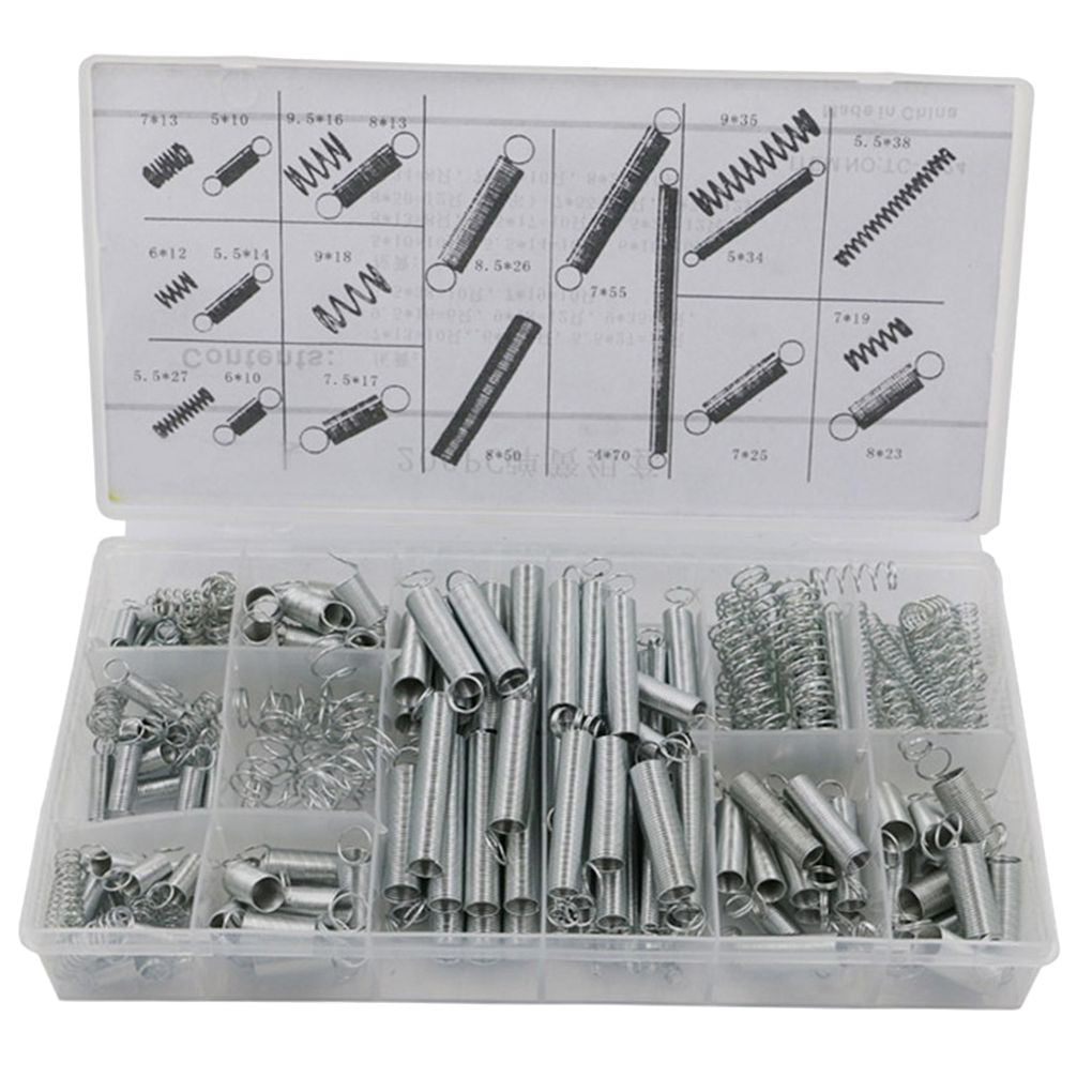 200Pc Assortment Car Steel Electrical Hardware Drum Extension Tension Spring Kit