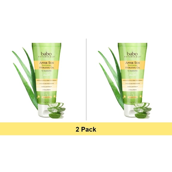 Babo Botanicals After Sun Soothing Hydrating Aloe Gel, 8 fl oz - 2 Pack
