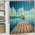 thumbnail image 6 of Shiartex  Nautical Shower Curtain, Yacht from Wooden Deck Horizon Serenity Seascape Leisure Aquatic Coastal Theme, Cloth Fabric Bathroom Decor Set with Hooks 60x72, 6 of 7