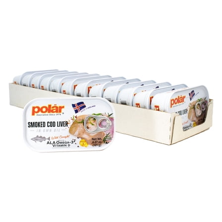 MW Polar Smoked Cod Liver in Own Oil, 4.27oz (Pack of 12)