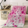 thumbnail image 2 of Pink Christmas Throw Blankets, White Xmas Tree Snowflakes Pink Balls Soft Fleece Blanket Decorative for Home Sofa Couch Chair Living Bedroom,60x80 Inches, Winter, 2 of 6