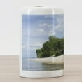 thumbnail image 3 of Vintage Beach Ceramic Toothbrush Holder, Photo of Trees Lighthouse on a Beach Cloudy Sky Calm Nature Landscape Art, Decorative Versatile Countertop for Bathroom, 4.5" X 2.7", Multicolor, 3 of 4
