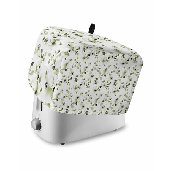Sage Green Botanical Small Toaster Cover 2 Slice, Kitchen Appliance Covers, Retro Blossom Floral Wildflower Toaster Oven Cover with Loop, Bread Machine Cover Polyester Dust Cover Protection