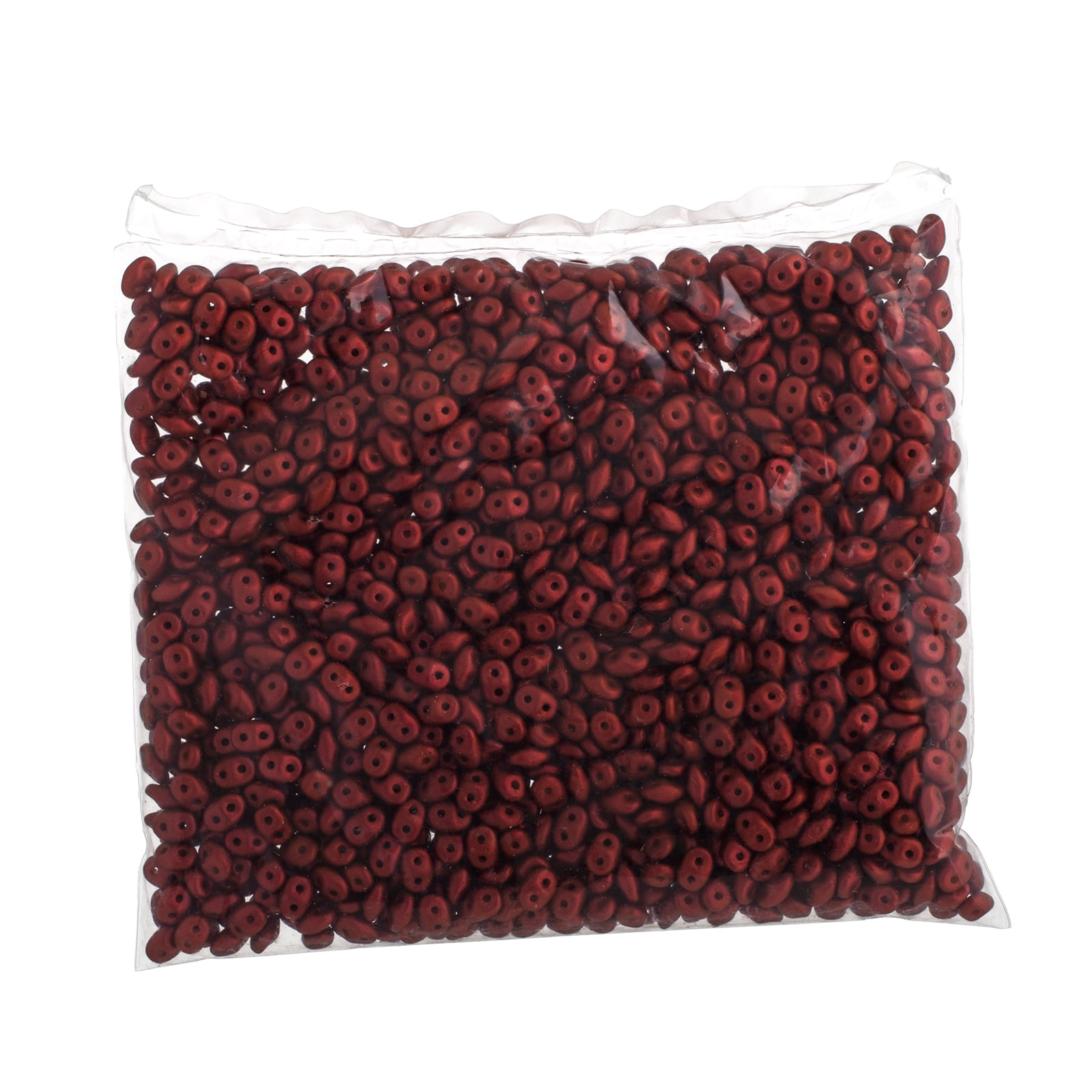 John Bead 100g Czech Glass Superduo 2-Hole Beads 2.5x5mm Chalk Lava Red