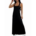 thumbnail image 3 of Women'S Two-Piece Sleeveless Square Neck Tank Maxi Dress with Built-in Crop Top Black XL, 3 of 9