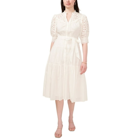 CeCe Womens Cotton Eyelet Puff-Sle New Ivory 10