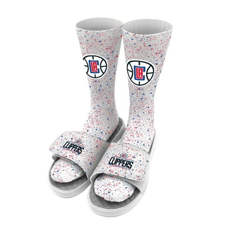 

Men s ISlide White LA Clippers Team Logo Speckle Socks & Slide Sandals Bundle