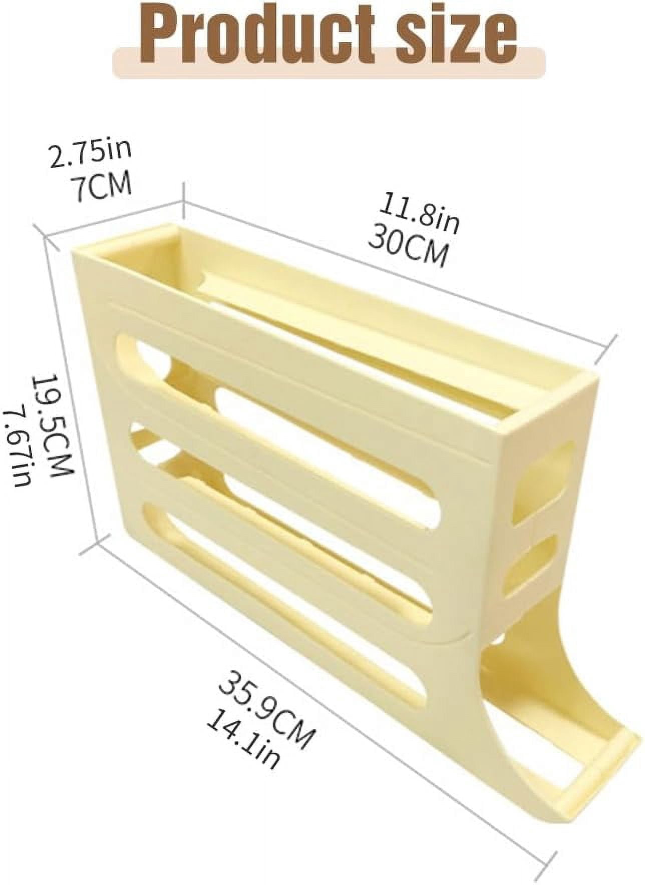 4 Tiers Egg Holder for Fridge, Automatic Scrolling Egg Rack Holder, Space-Saving Egg Dispenser Auto Rolling, Large Capacity Eggs Organizer Storage 30 Egg for Fridge, Kitchen (Transparent)