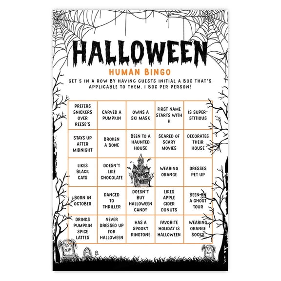 Koyal Wholesale Halloween Party Bingo Game Cards for Halloween Contest, Fun Activities, Graveyard Design, 24-Pack