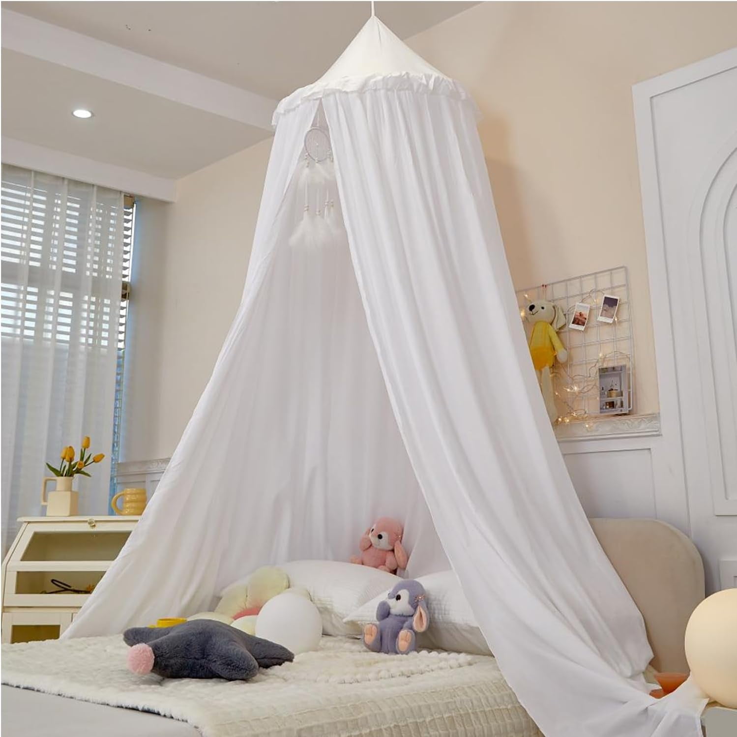 Princess Decor Canopy for Kids Bed, Soft and Durable Bed Canopy for Girls Room Tent Canopy Dreamy Mosquito Net Bedding, Children Reading Nook Canopies Indoor (Blue)
