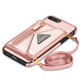 thumbnail image 4 of Dteck Card Holder Wallet Zipper Back Case for Apple iPhone 7 Plus 5.5-inch,iPhone 8 Plus Shockproof Rubber Silicone Leather Card Pocket Hybrid Kickstand Cover with Cross Body Shoulder Strap,Pink, 4 of 8