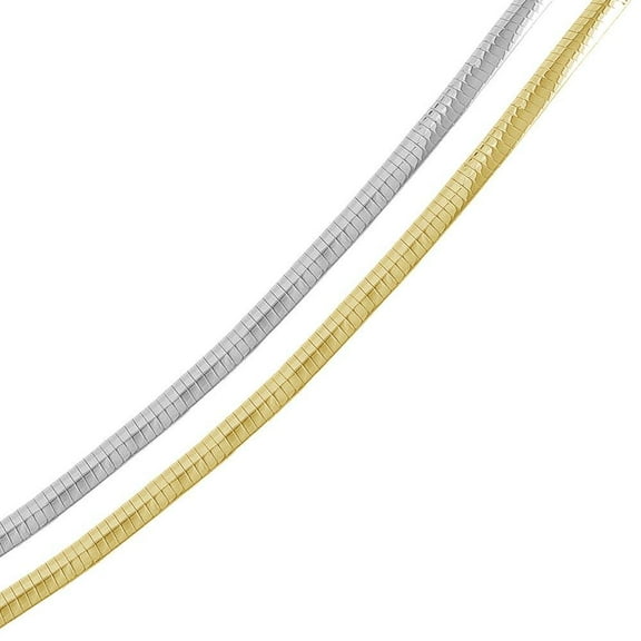 Multi Plated 925 Sterling Silver Reversible Flat Omega Chain 5mm Made in Italy 16" Jewelry Female