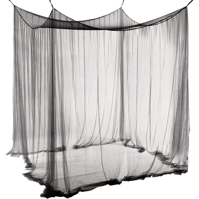 Mosquitera decorativa cuadrada negra WEIHJMXG con dosel grande 100% poliéster