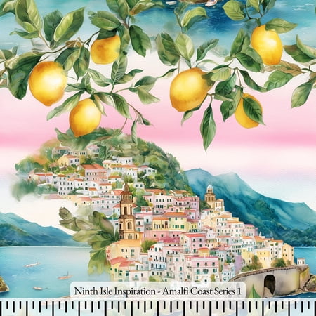 Ninth Isle Inspiration - Amalfi Coast Series - 100% Cotton Fabric By The Yard (Series1, HalfYard)