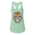 thumbnail image 2 of Wild Bobby Day Of The Dead Sugar Skull Pop Culture Women Racerback Tank Top, Mint, X-Large, 2 of 5
