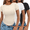 Black/Beige/White, variant on Women Short Sleeve Shirts Lightweight Basic Tops Ribbed Knit Outfit Tees Crew Neck T-Shirts Work Out Blouse Khaki + Brown + Black