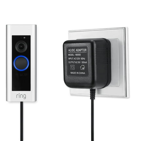 Wasserstein - AC Power Adapter for Ring Video Doorbell - Black