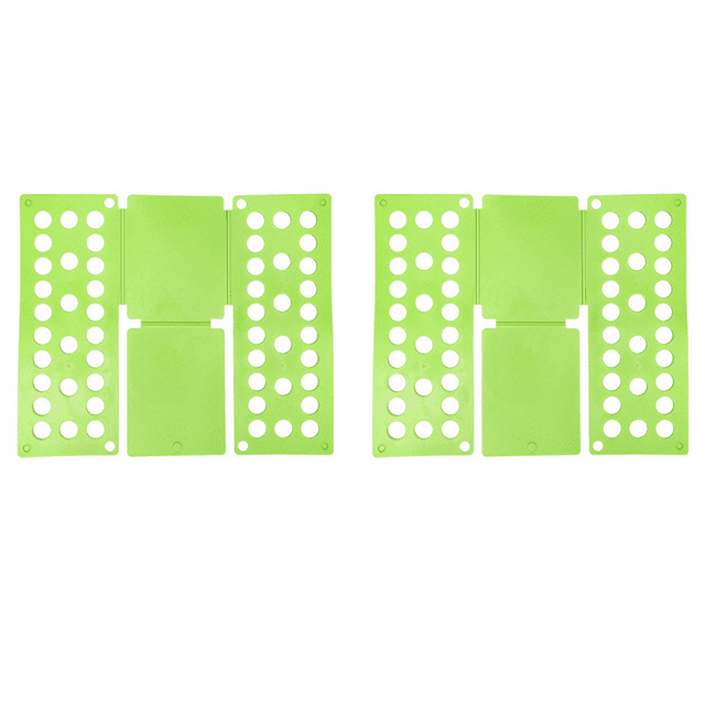 2X Plastic Clothes Folding Board Kids Laundry Folder Shirt Folding Board Home Storage Tool for Kid Children Adults Green