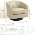 thumbnail image 4 of DREAMSIDEA PU Leather Swivel Barrel Club Chair, Modern Accent Chairs Set of 2 Upholstered Round Armchair for Living Room, Office, Bedroom -Beige, 4 of 5