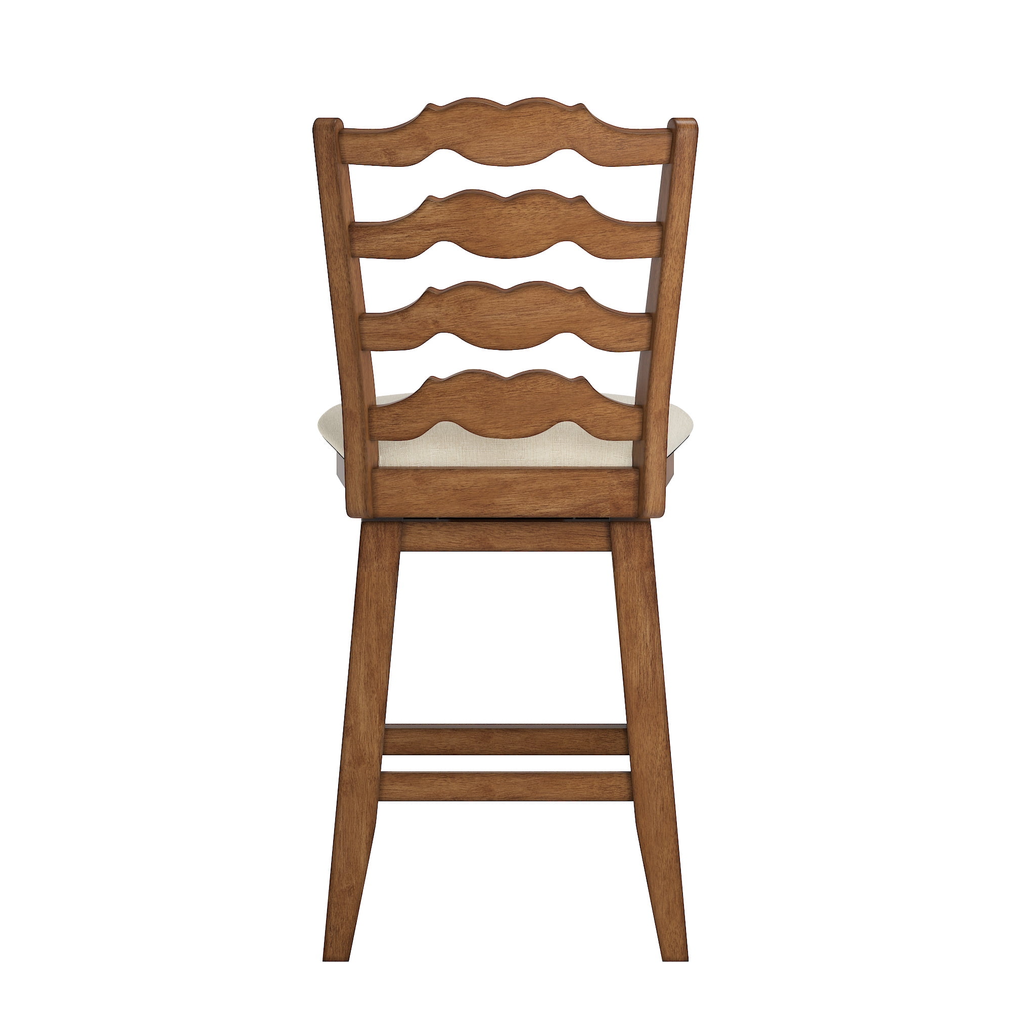 Weston Home Sheena Ladder Back 24" Wood Swivel Counter Stool, Antique Oak