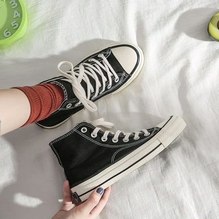 1970s replica canvas shoes couple wild student casual shoes high-top belt trend pop flat white (Best Replica Designer Shoes)