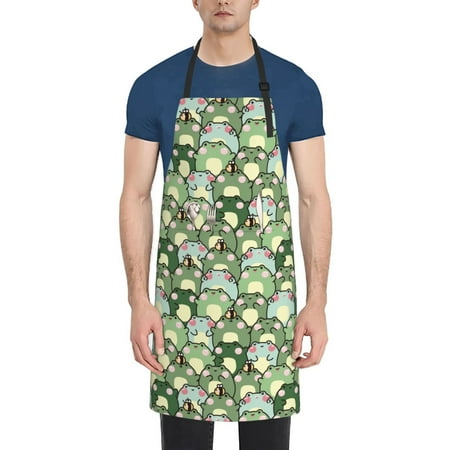 

Ocsxa Cute Frog Apron With Pockets Kitchen Bib Waterproof Resistant Women Men Unisex Adjustable
