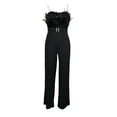 thumbnail image 2 of Liacowi Women Elegant Feather Jumpsuit Sexy Off Shoulder Strapless Tube Top Dressy Belted Wide Leg Pants Romper Clubwear, 2 of 5