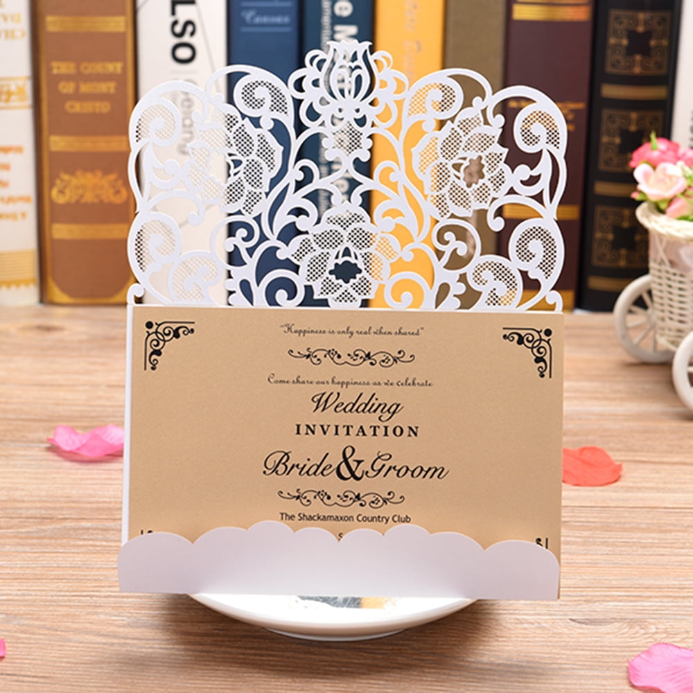 10pcs Pearl Paper Floral Invitation Cards Invitation Holders With