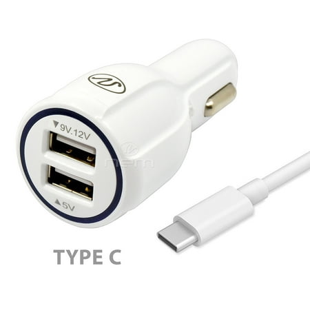 For Samsung Galaxy S9 Accessory Kit Car Charger w/ USB-C Power Charging Cable White