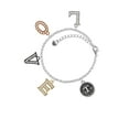 thumbnail image 2 of Delight Jewelry Silvertone Antiqued Round Seal - Initial - T - Multi-Colored Crystal Love Charm Bracelet, 2 of 5
