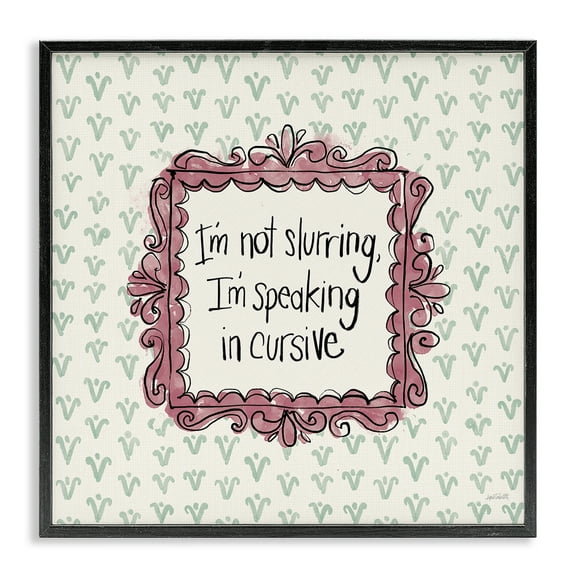 Stupell Industries Speaking In Cursive Food & Beverage Painting Black Framed Art Print Wall Art, 12 x 12