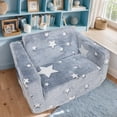 thumbnail image 2 of golytefs Glow in The Dark Extra Soft Open Couch Toddler Play Couch Fold Out Glow in Dark Convertible Plush Foam Chair Star Glow in The Dark Toddler Couch for Playroom Bedroom, 2 of 9