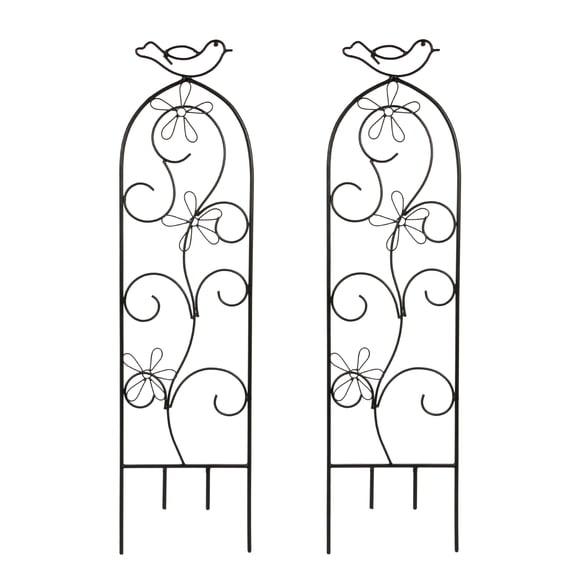 Hosley Set of 2 Iron Wave Pot Trellis 28 Inch H Ideal Gift for Floral Arrangements Wedding Party and Use Next to Structures Home or Office or in Planters for Growing Floral Plants Vines and Vegetable
