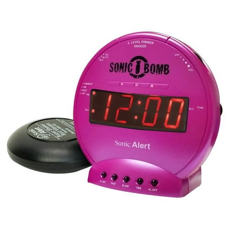 Sonic Alert SA-SBB500SS-P Sonic Bomb Vibrating Alarm Clock - (Best Vibrating Alarm Clock For Deaf)