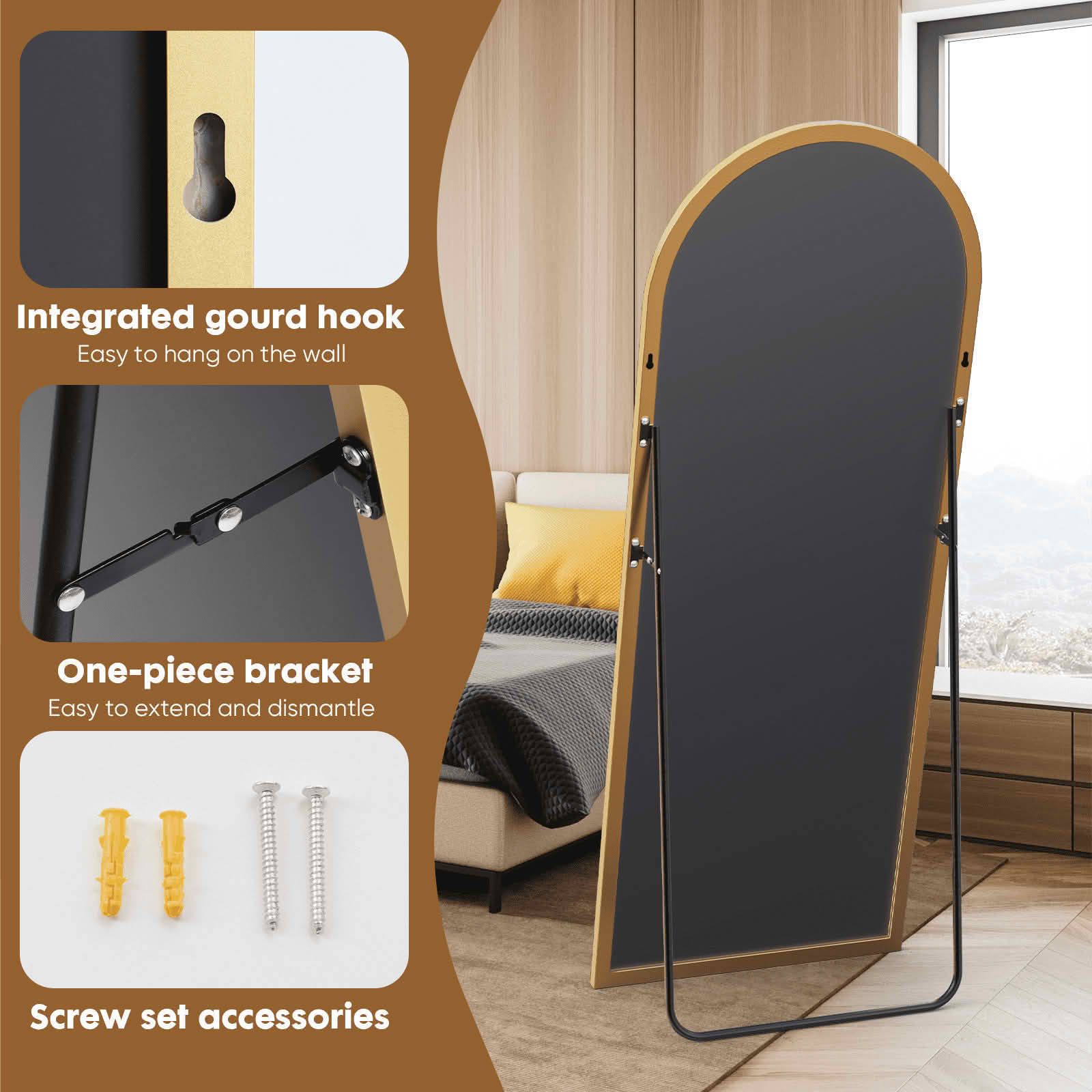 MAYEERTY 71 X 26 Inch Arched Full Length Mirror, Standing Hanging Leaning Wall Mirror
