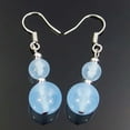 thumbnail image 5 of K-KED Wholesale Natural 6-12mm agate jade round beads dangle 925 silver hook earrings-White, 5 of 9