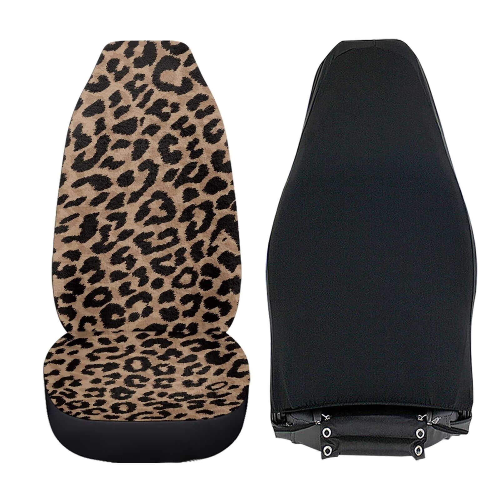 Uorisanigo Car Seat Covers Cheetah Leopard Print High Back Automotive Seat Covers 2 Front Seats Soft and Comfortable Full Wrapping Edge Seats Cover Universal for SUVs Trucks Van Sedans