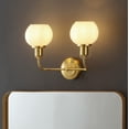 thumbnail image 2 of SAFAVIEH Fenris 2-Light G14 Satin Brass Metal Wall Sconce with White Glass Shade, 2 of 7