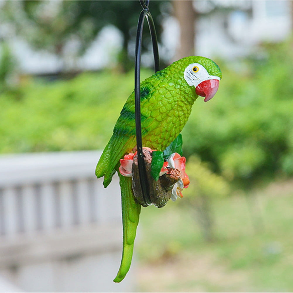 Lifelike Parrot Statue Garden Sculpture Outdoor Landscape Lawn Ornament