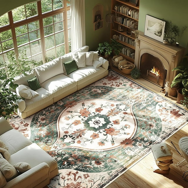 Area Rugs for Entryway x Lightweight Machine Washable Rug Vintage Area Rugs for Bedroom Neutral Bathroom Mat Indoor Carpet for Playroom Office Living Room(Grey xft)
