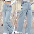 thumbnail image 2 of IYYVV Oversized Sweatpants Jeans Women Soft High Waisted Wide Leg Jeans Comfy Boyfriend Denim Sweatpants with Pocket Light Blue M, 2 of 5